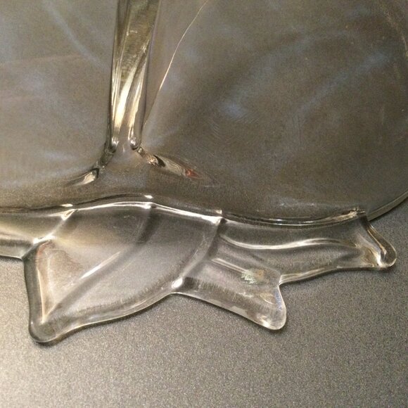 Peach shaped Hazel-Atlas divided 10” glass serving bowl...